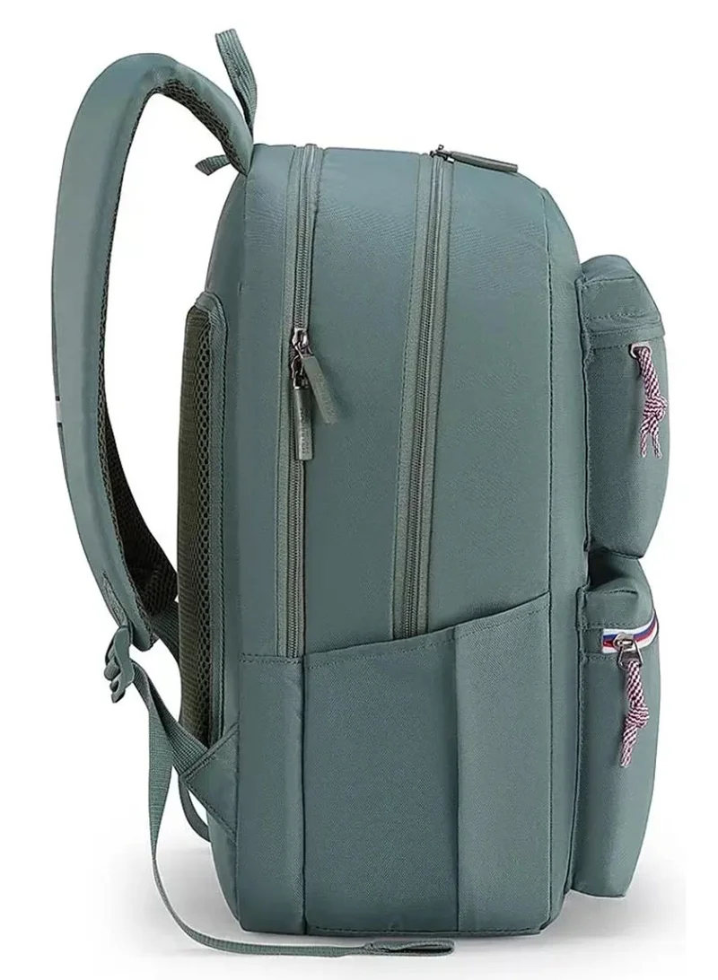 AMERICAN TOURISTER Riley Laptop Backpack, 28L Capacity, 100% Polyester, Green|Fits 15.6" Laptop|Double Zipper Pocket Opening|Front Storage Compartments|Antimicrobial Treated Lining|Bottle Holder - 1 Year International Warranty